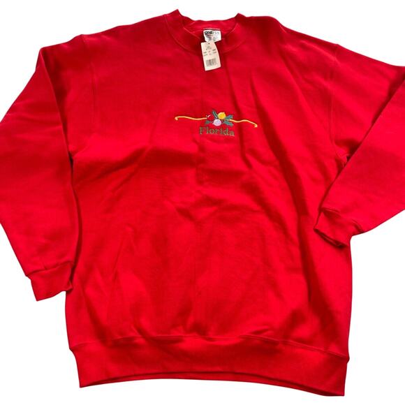 Vintage Oneita Power Sweaters Sweatshirt XL Red Florida Christmas Holiday USA - Picture 1 of 16